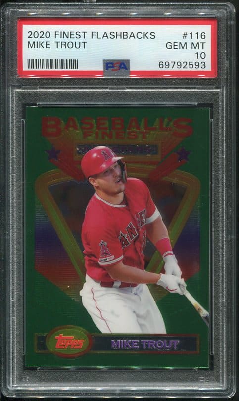 Authentic 2020 Finest Flashbacks Mike Trout PSA 10 Baseball Card