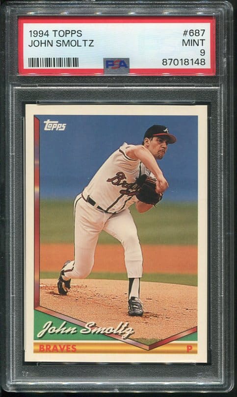 Authentic 1994 Topps #687 John Smoltz PSA 9 Baseball Card