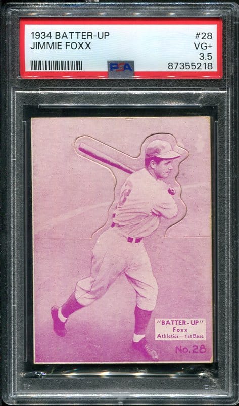 Authentic 1934 Batter-Up #28 Jimmie Foxx PSA 3.5 Baseball Card