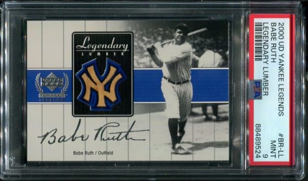 2000 Upper Deck Yankee Legends #BR-11 Babe Ruth Game-Used Bat Relic PSA 9 Baseball Card