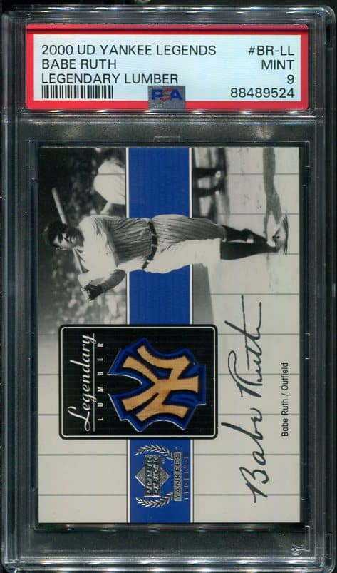 2000 Upper Deck Yankee Legends #BR-11 Babe Ruth Game-Used Bat Relic PSA 9 Baseball Card