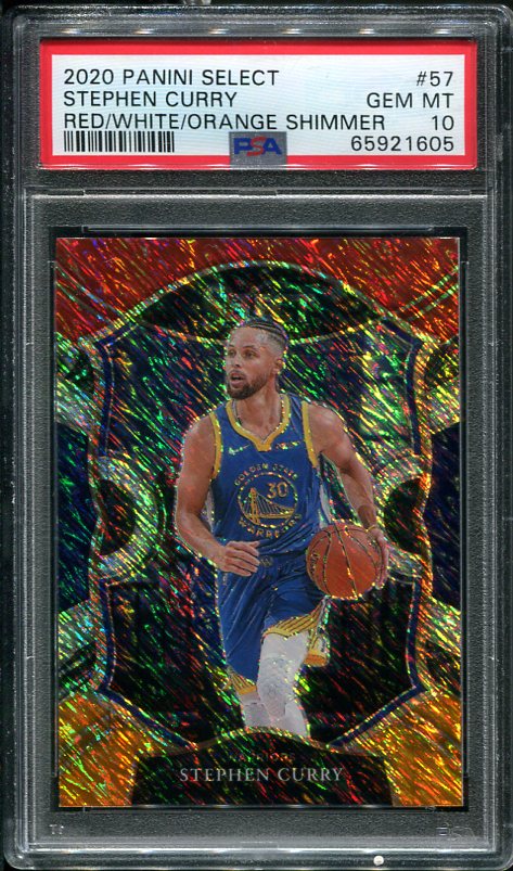 Authentic 2020 Panini Select #57 Stephen Curry Red/White/Orange Shimmer Basketball Card