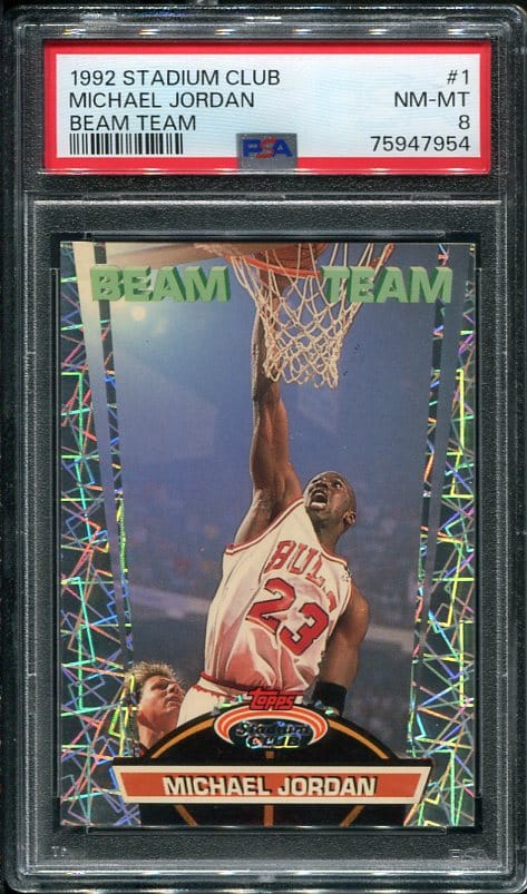 Authentic 1992 Stadium Club Beam Team #1 Michael Jordan PSA 8 Basketball Card