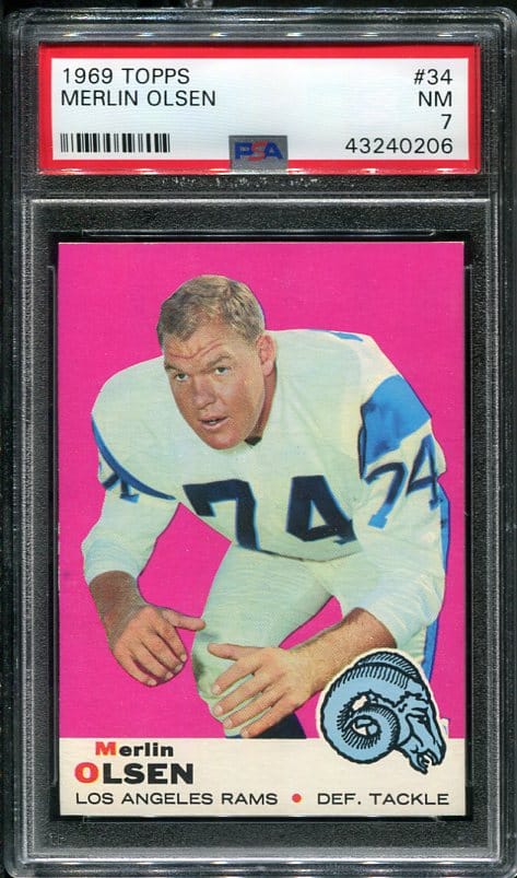 Authentic 1969 Topps #34 Merlin Olsen PSA 7 Football Card