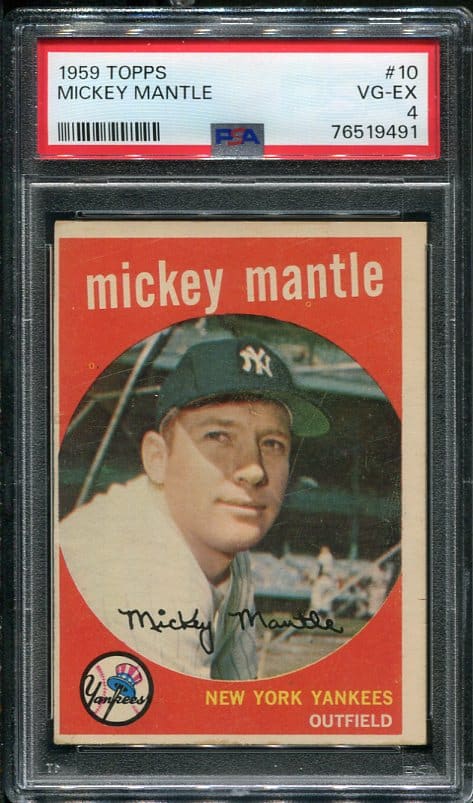 Authentic 1959 Topps #10 Mickey Mantle PSA 4 Baseball Card