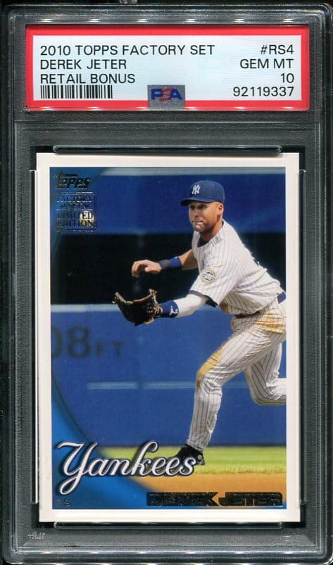 Authentic 2010 Topps Factory Set #RS4 Derek Jeter PSA 10 Baseball Card