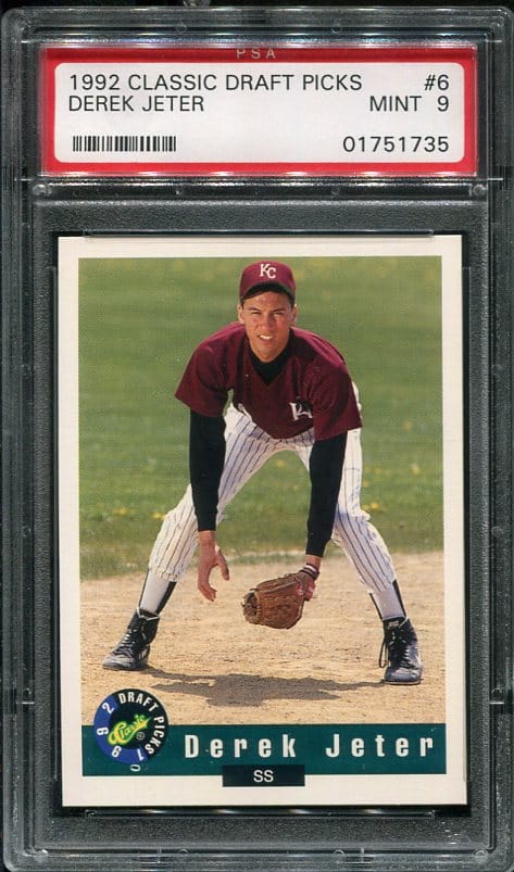 Authentic 1992 Classic Draft Picks #6 Derek Jeter PSA 9 Baseball Card