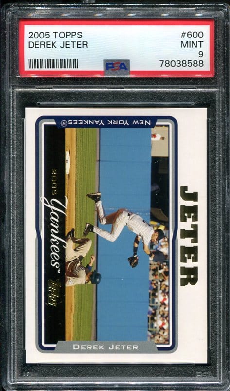 Authentic 2005 Topps #600 Derek Jeter PSA 9 Baseball Card