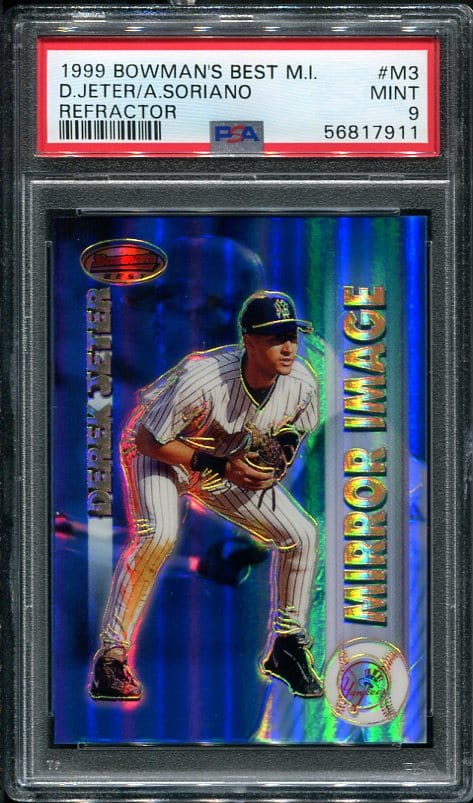 Authentic 1999 Bowman's Best Mirror Image Refractor #m3 Derek Jeter PSA 9 Baseball Card