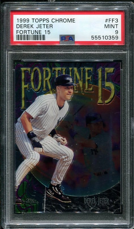 Authentic 1999 Topps Chrome Fortune 15 #FF3 Derek Jeter PSA 9 Baseball Card