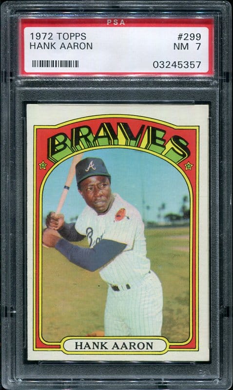 Authentic 1972 Topps #299 Hank Aaron PSA 7 Baseball Card