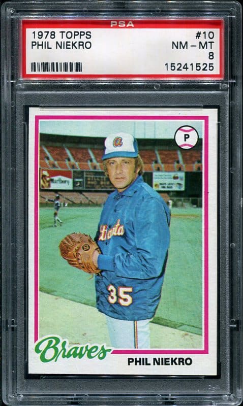 Authentic 1978 Topps #10 Phil Niekro PSA 8 Baseball Card