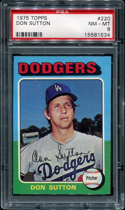 Authentic 1975 Topps #220 Don Sutton PSA 8 Baseball Card