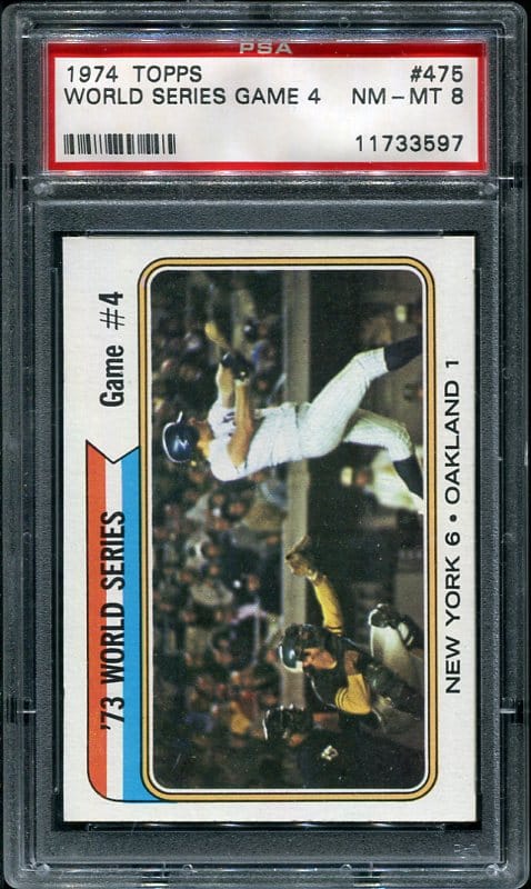 Authentic 1974 Topps #475 World Series Game 4 Rusty Staub PSA 8 Baseball Card