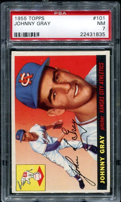 Authentic 1955 Topps #101 Johnny Gray PSA 7 Baseball Card