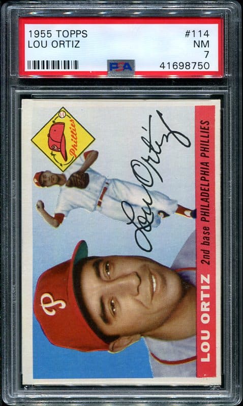 Authentic 1955 Topps #114 Lou Ortiz PSA 7 Baseball Card