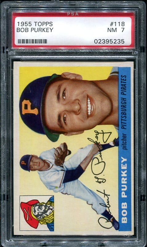 Authentic 1955 Topps #118 Bob Purkey PSA 7 Baseball Card