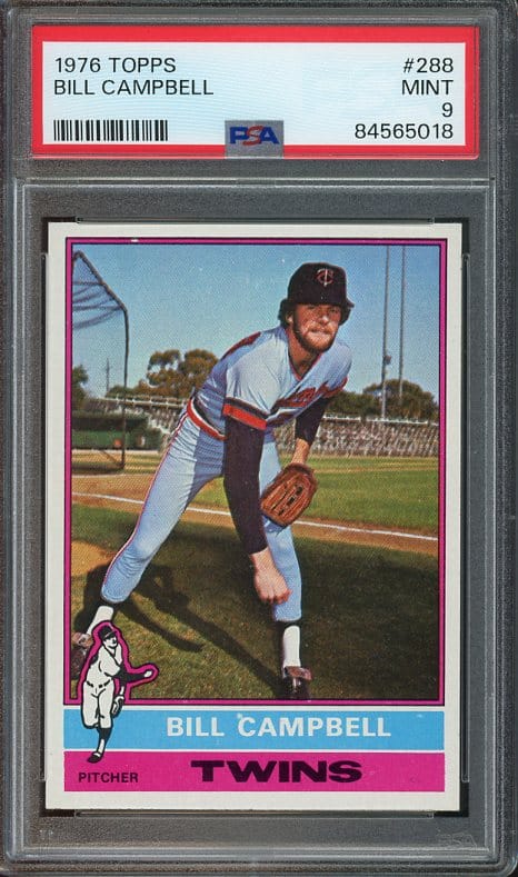 Authentic 1976 Topps #288 Bill Campbell PSA 9 Baseball Card