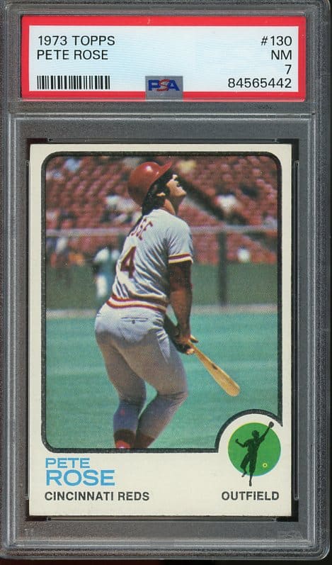 Authentic 1973 Topps #130 Pete Rose PSA 7 Baseball Card