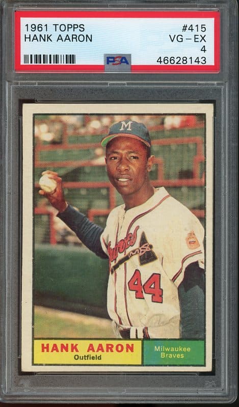 Authentic 1961 Topps #415 Hank Aaron PSA 4 Baseball Card