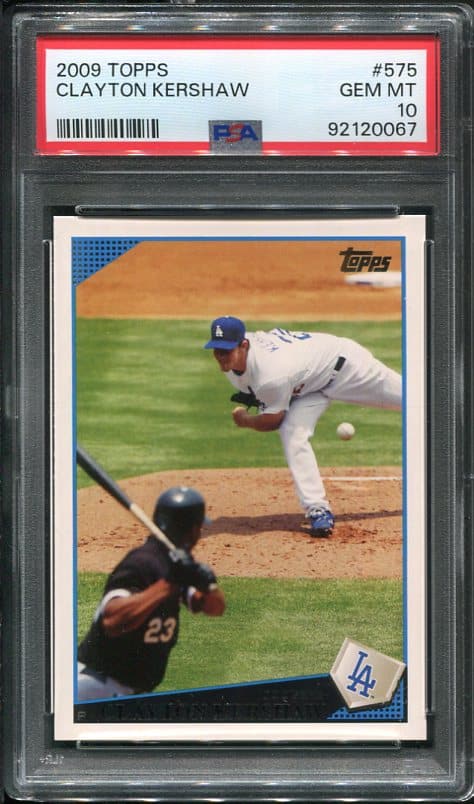 Authentic 2009 Topps #575 Clayton Kershaw PSA 10 Baseball Card