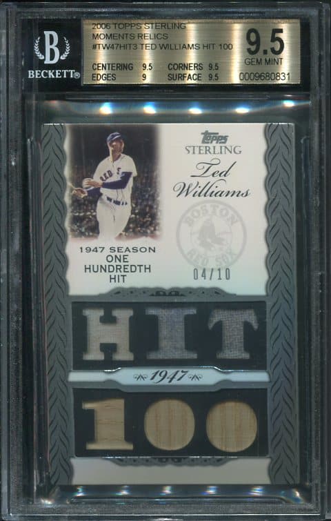 Authentic 2006 Topps Sterling Moments Relics Ted Williams Hit 100 6 Piece Relic Serial Numbered