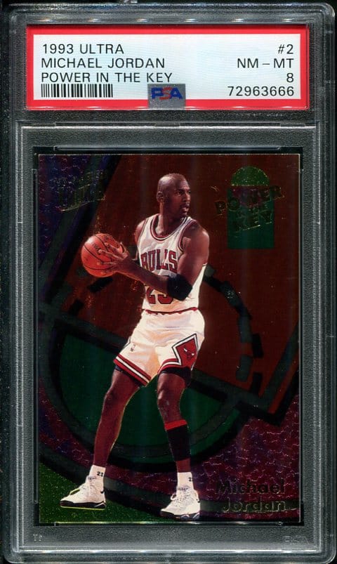 Authentic 1993 Ultra #2 Michael Jordan Power In The Key PSA 8 Basketball Card