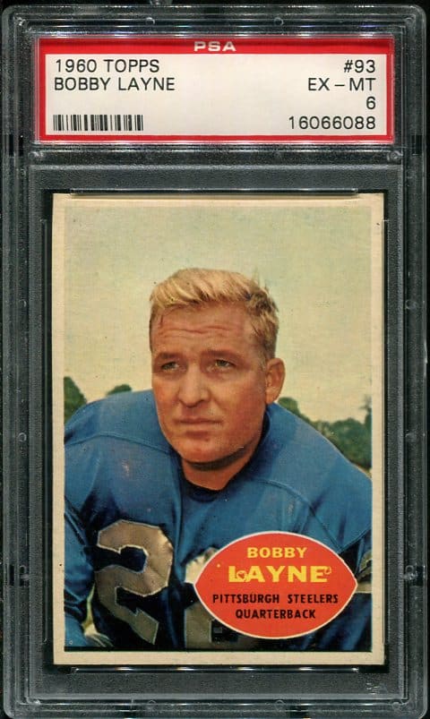 Authentic 1960 Topps #93 Bobby Layne PSA 6 Football Card