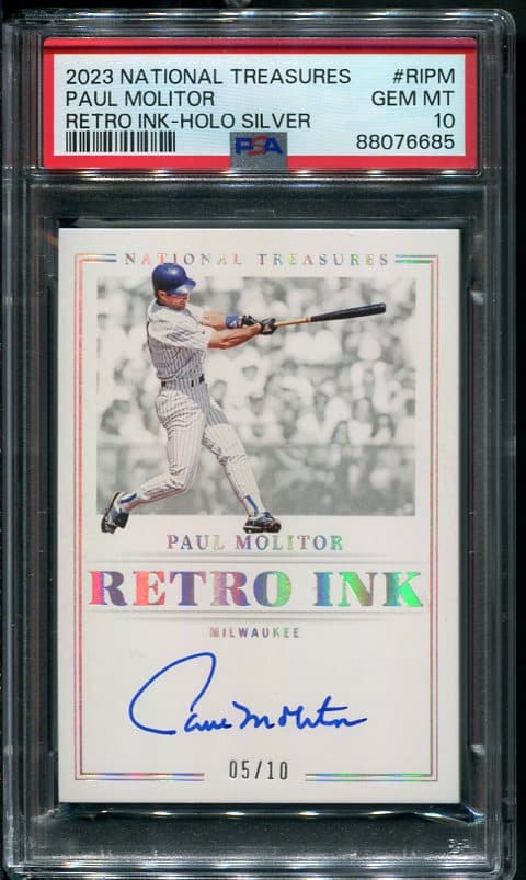 Authentic 2023 National Treasures #RIPM Paul Molitor PSA 10 Retro Ink Holo Silver Baseball Card