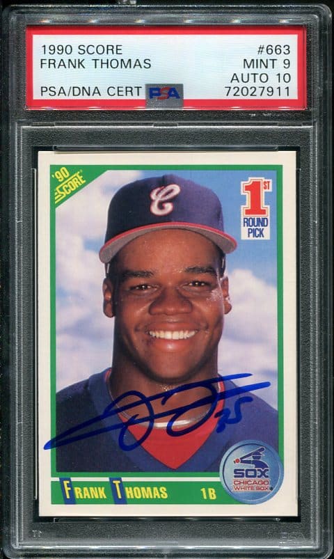 Authentic Autographed 1990 Score #663 Frank Thomas Rookie Baseball Card