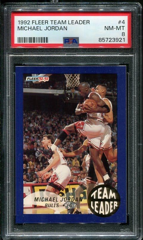 Authentic 1992 Fleer Team Leader #4 Michael Jordan PSA 8 Basketball Card