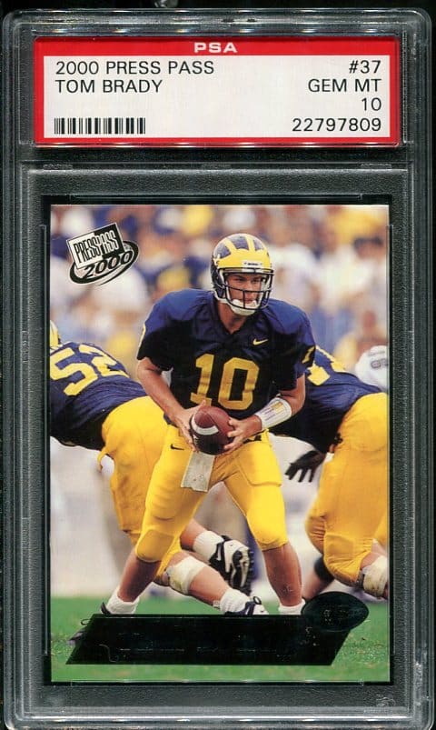 Authentic 2000 Press Pass #37 Tom Brady PSA 10 Rookie Football Card