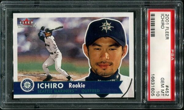 Authentic 2001 Fleer #452 Ichiro Suzuki PSA 10 Rookie Baseball Card