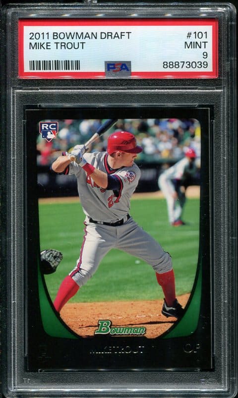 Authentic 2011 Bowman Draft #101 Mike Trout PSA 9 Baseball Card