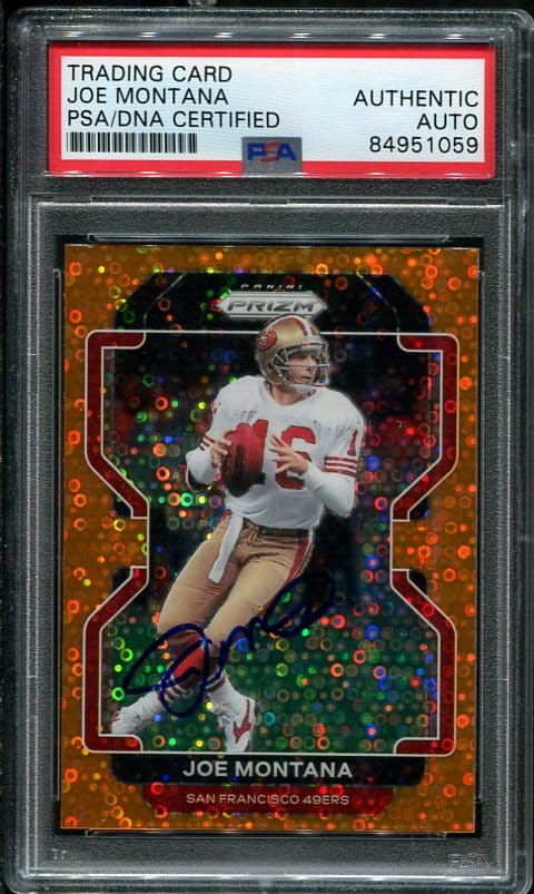 Authentic Autographed 2021 Panini Orange Disco Prizm #60 Joe Montana PSA/DNA Certified Football Card