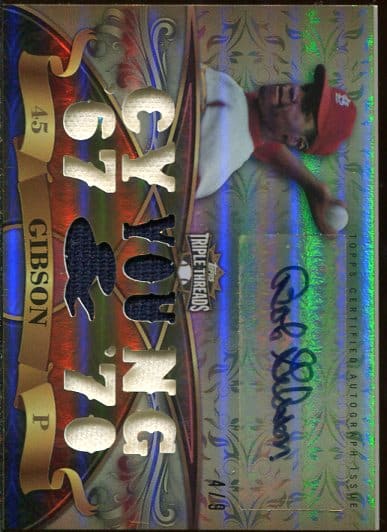 Authentic Autographed 2013 Topps Triple Threads Bob Gibson 12 Piece Game Jersey Relic