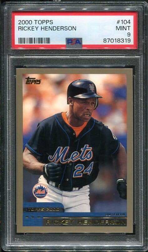 Authentic 2000 Topps #104 Rickey Henderson PSA 9 Baseball Card