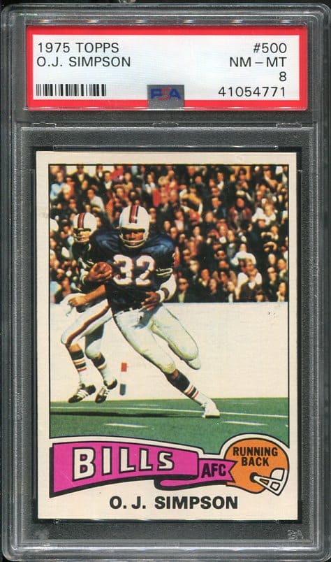 Authentic 1975 Topps #500 OJ Simpson PSA 8 Football Card -