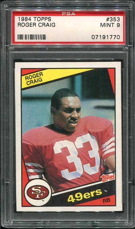 Authentic 1984 Topps #353 Roger Craig PSA 9 Rookie Football Card