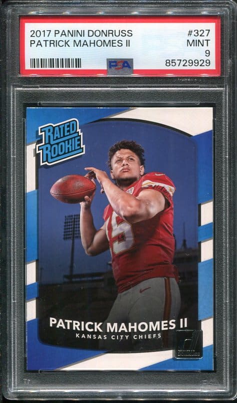 Authentic 2017 Panini Donruss #327 Patrick Mahomes PSA 9 Rookie Football Card