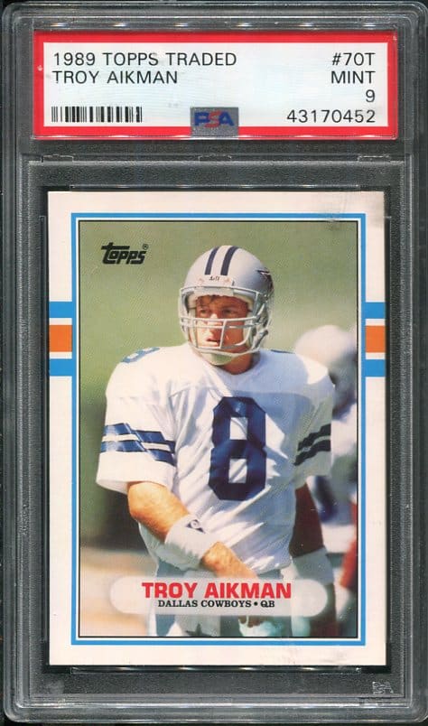 Authentic 1989 Topps Traded #70T Troy Aikman PSA 9 Rookie Football Card