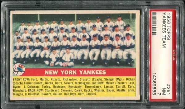 Authentic 1956 Topps #251 NY Yankees PSA 7 Baseball Card