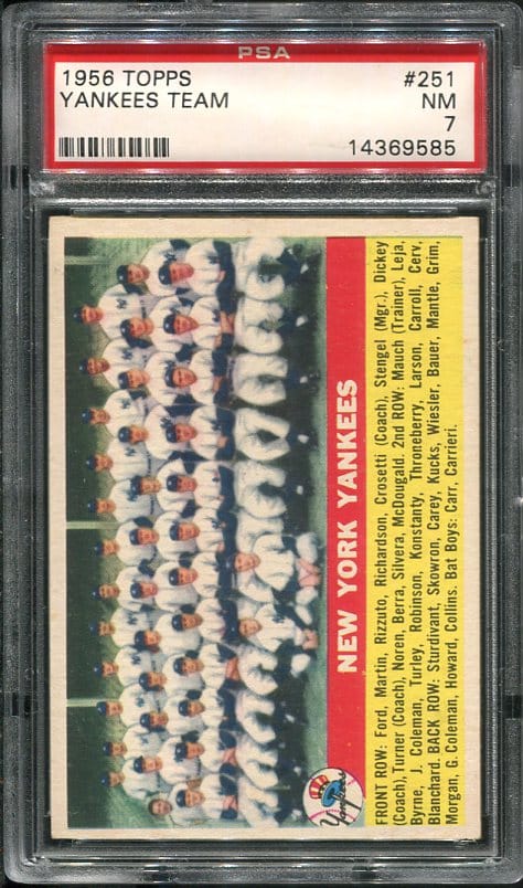 Authentic 1956 Topps #251 NY Yankees PSA 7 Baseball Card