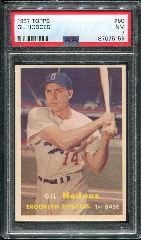 Authentic 1957 Topps #80 Gil Hodges PSA 7 Vintage Baseball Card