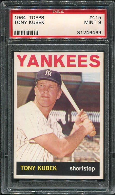 Authentic 1964 Topps #415 Tony Kubek PSA 9 Baseball Card