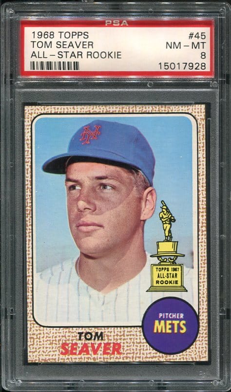 Authentic 1968 Topps #45 Tom Seaver PSA 8 Baseball Card