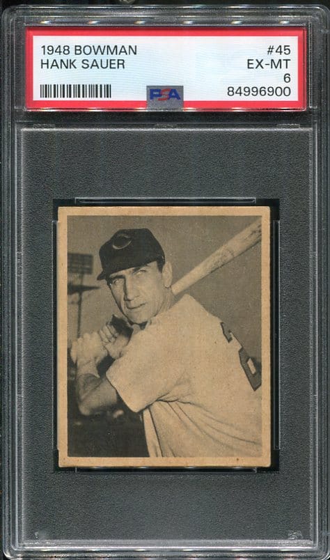 Authentic 1948 Bowman #45 Hank Sauer PSA 6 Rookie Baseball Card