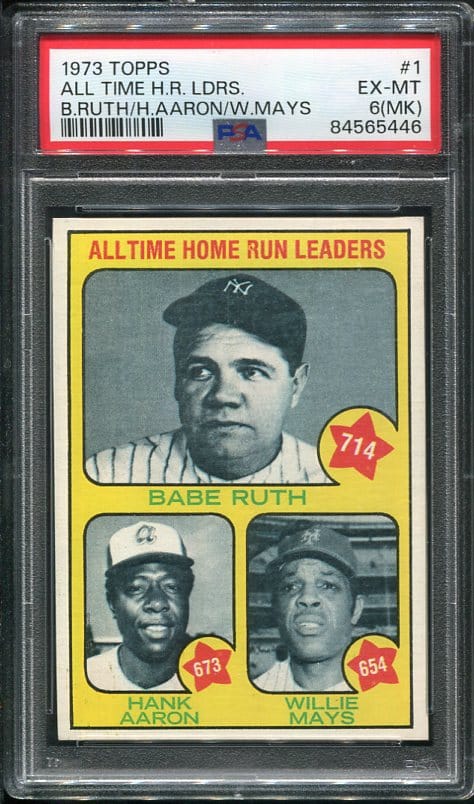 Authentic 1973 Topps #1 All Time HR Leaders PSA 6(MK) Baseball Card