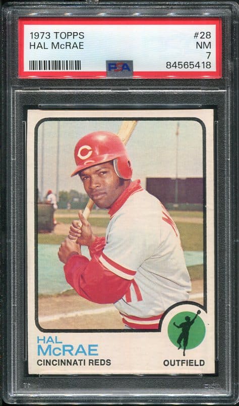 Authentic 1973 Topps #28 Hal McRae PSA 7 Baseball Card