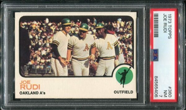 Authentic 1973 Topps #360 Joe Rudl PSA 7 Baseball Card